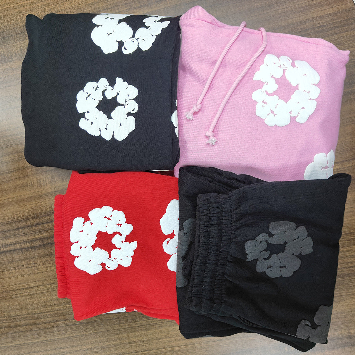 DENIM Puffy Printed 450gsm 100% Cotton Long Pants Sweater for women and men