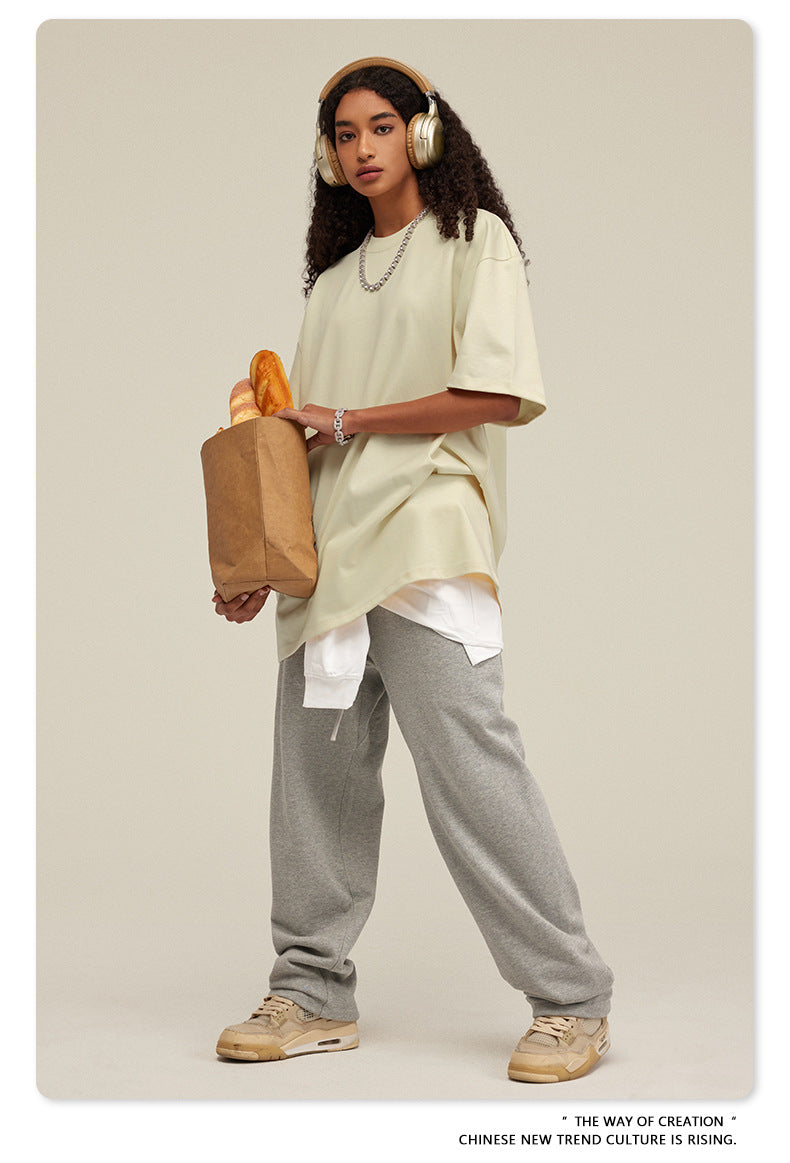 Be Men's 2024 Bashi Cotton T-shirt Heavy Loose Teen Short-Sleeved Men's T Summer Fashion Brand Short Sleeve T-shirt Men's