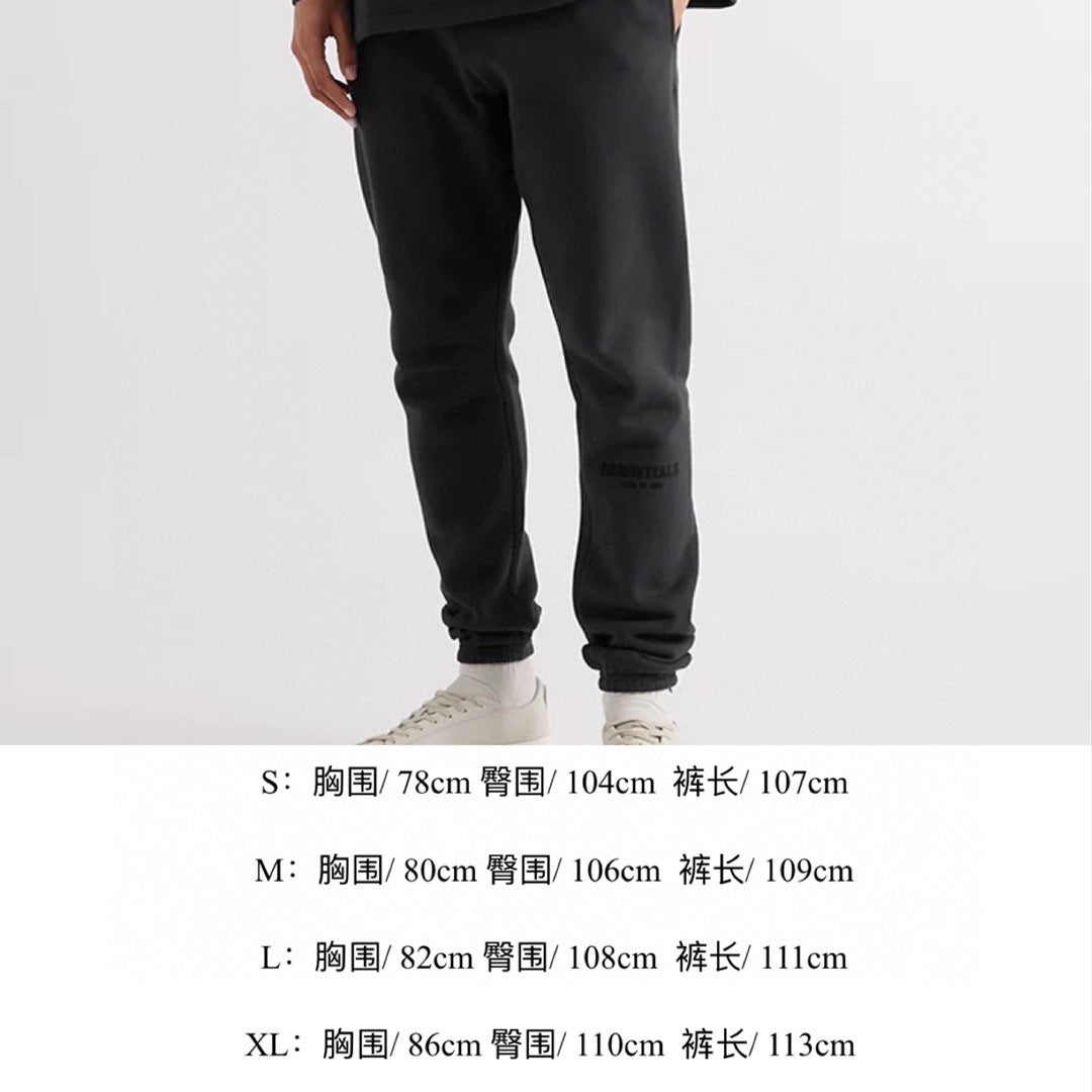 Top ESS **Fog Ankle-Tied Flocking Letter High Street Fleece-lined Loose Casual Sweatpants Trousers