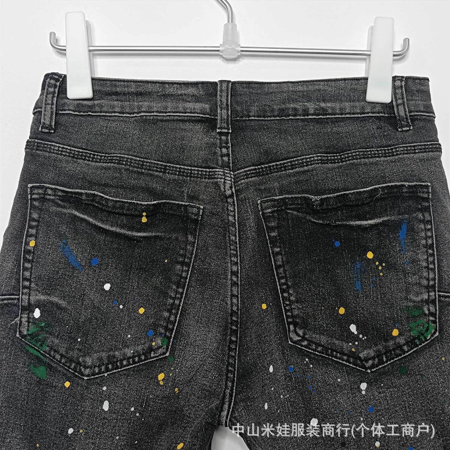 Purple Jeans Splash-Ink Jeans Washed Do the Old Cowboy Denim Shorts