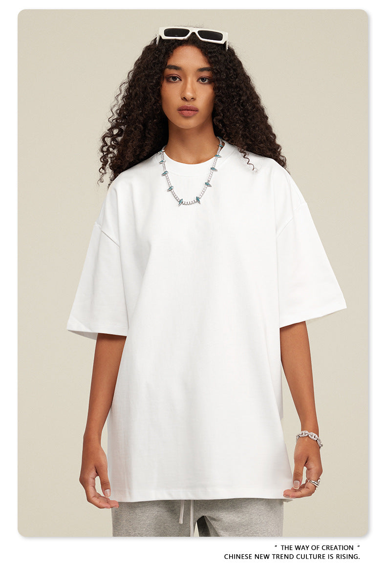 Be Men's 2024 Bashi Cotton T-shirt Heavy Loose Teen Short-Sleeved Men's T Summer Fashion Brand Short Sleeve T-shirt Men's