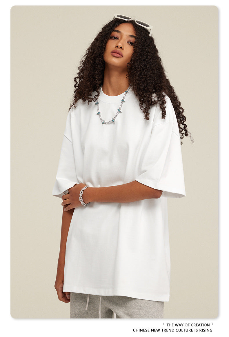 Be Men's 2024 Bashi Cotton T-shirt Heavy Loose Teen Short-Sleeved Men's T Summer Fashion Brand Short Sleeve T-shirt Men's