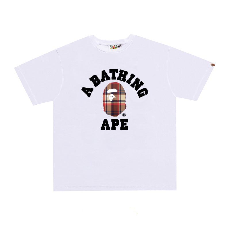 BP2001 Bape Original  Street Cotton Loose Couple Casual T-shirt Short Sleeve Shirt