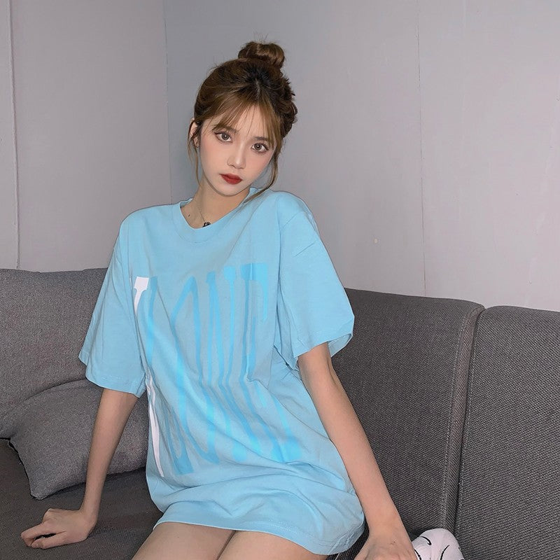 Wholesale Same style as wang yibo lone Short-sleeved with a large back v Reflective Rhinestone Devil Angel Couple Outfit Loose Fit T Shirt