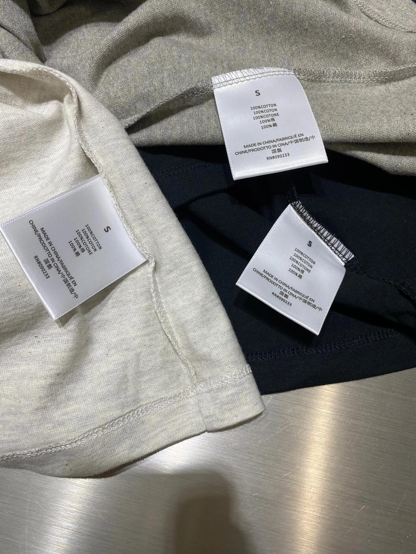 Top Essentials Flocking Letter Crew Neck 100% Cotton Long Sleeve T-shirt Fog Men and Women