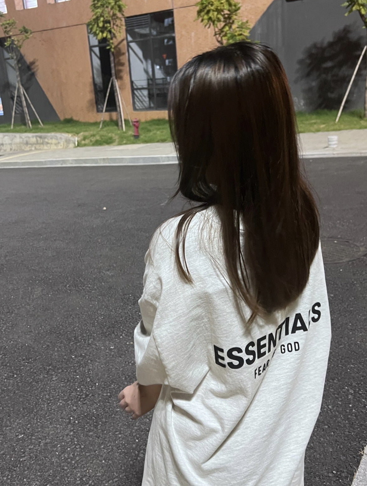 Top ESS Front and Rear Three-Dimensional Flocking Letters 100% Cotton round Neck Loose Couple Short Sleeve T-shirt