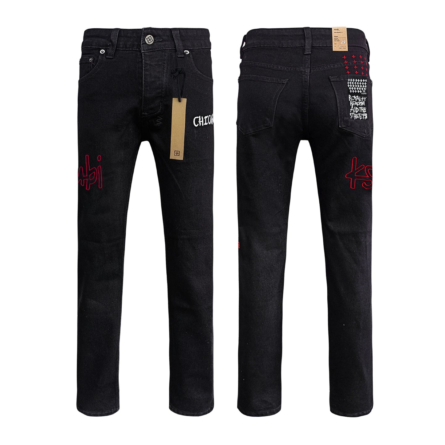 KSB901 Jeans straight-leg Ripped Stretch American High Street Casual Men's Jeans