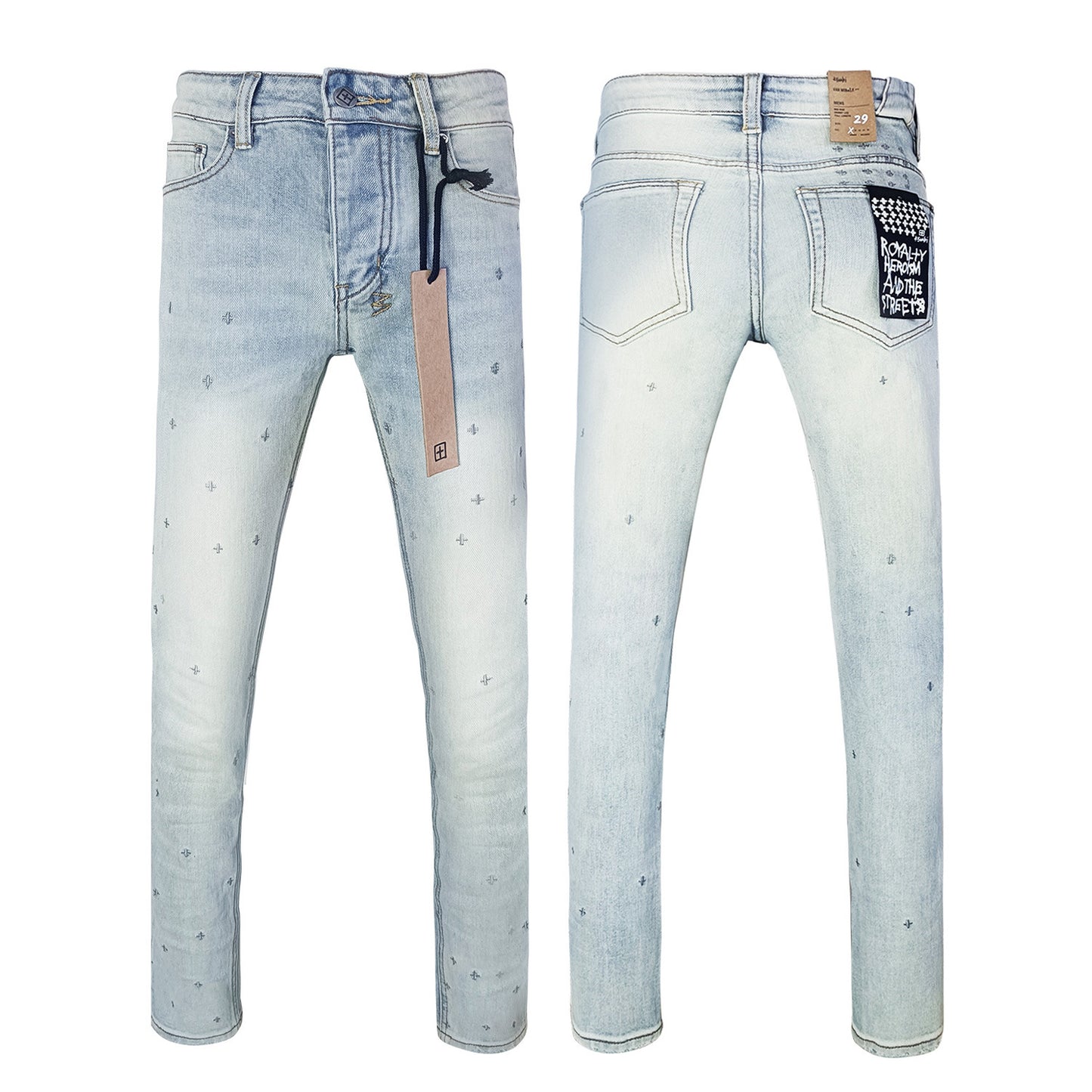 Ksb301 Jeans Straight Ripped Stretch American High Street Casual Men's Jeans