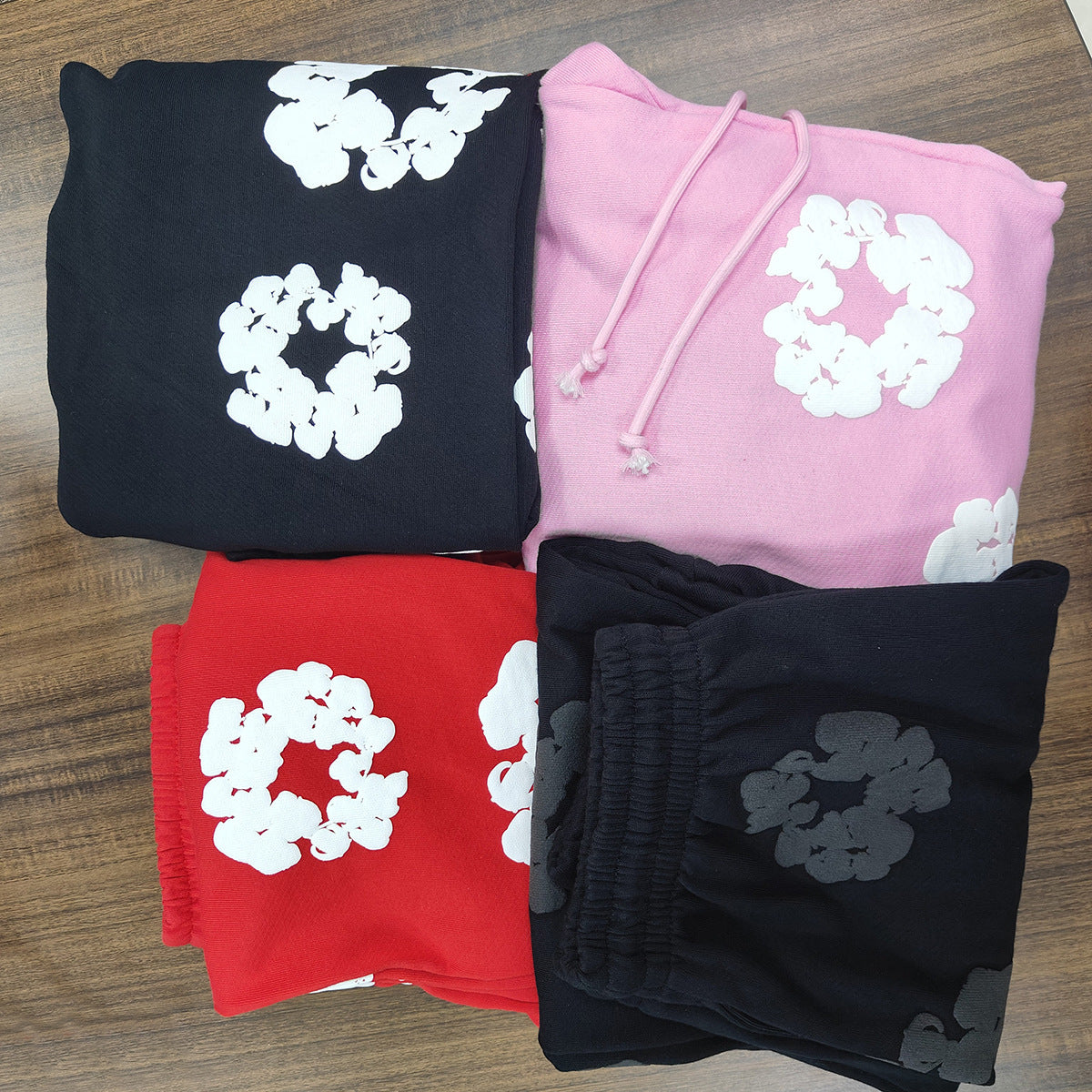 DENIM Puffy Printed 430gsm 100% Cotton Long Pants Sweater for women and men