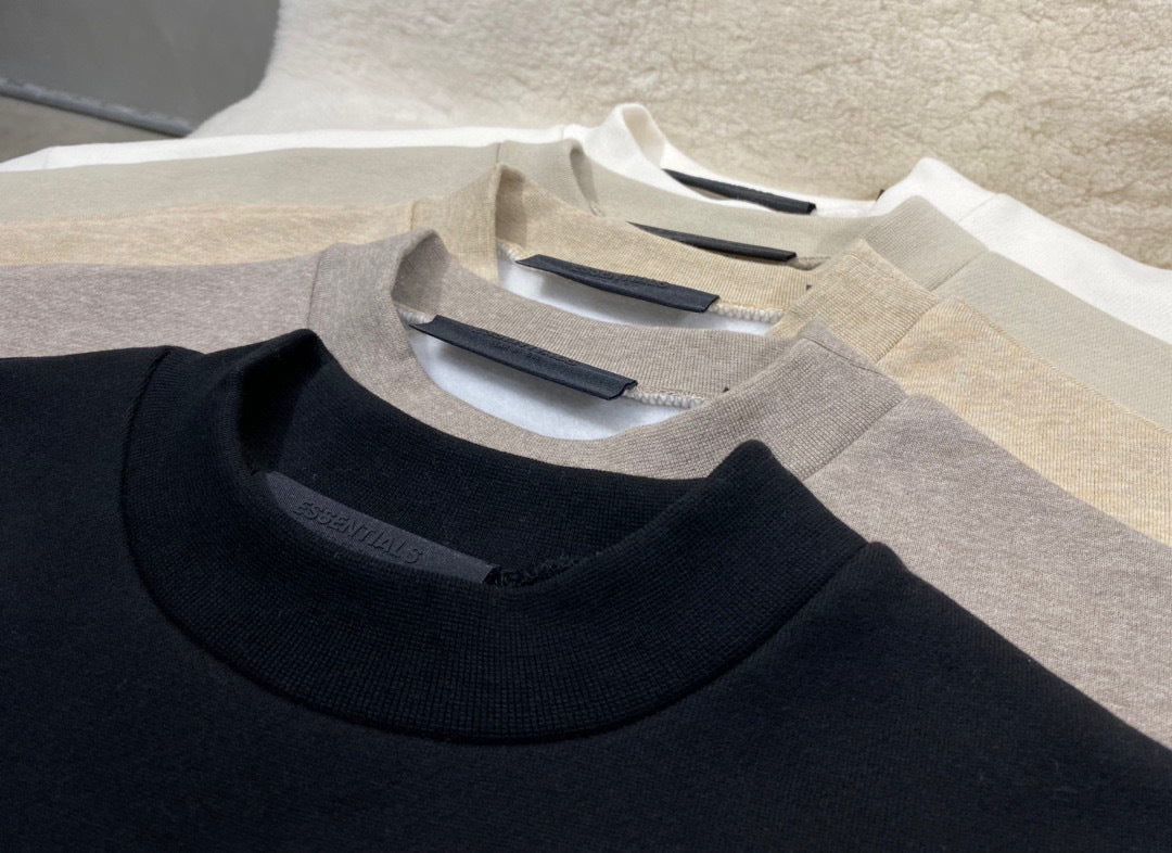 ESS Letter Fog Loose Fleece-lined Crew Neck Pullover Sweatshirt American Fashion Brand Men