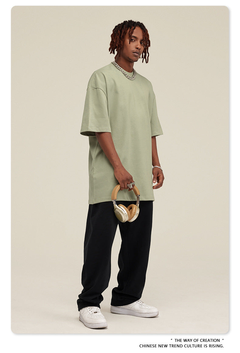 Be Men's 2024 Bashi Cotton T-shirt Heavy Loose Teen Short-Sleeved Men's T Summer Fashion Brand Short Sleeve T-shirt Men's