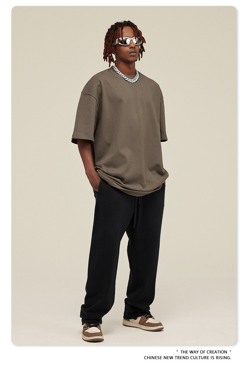 Be Men's 2024 Bashi Cotton T-shirt Heavy Loose Teen Short-Sleeved Men's T Summer Fashion Brand Short Sleeve T-shirt Men's