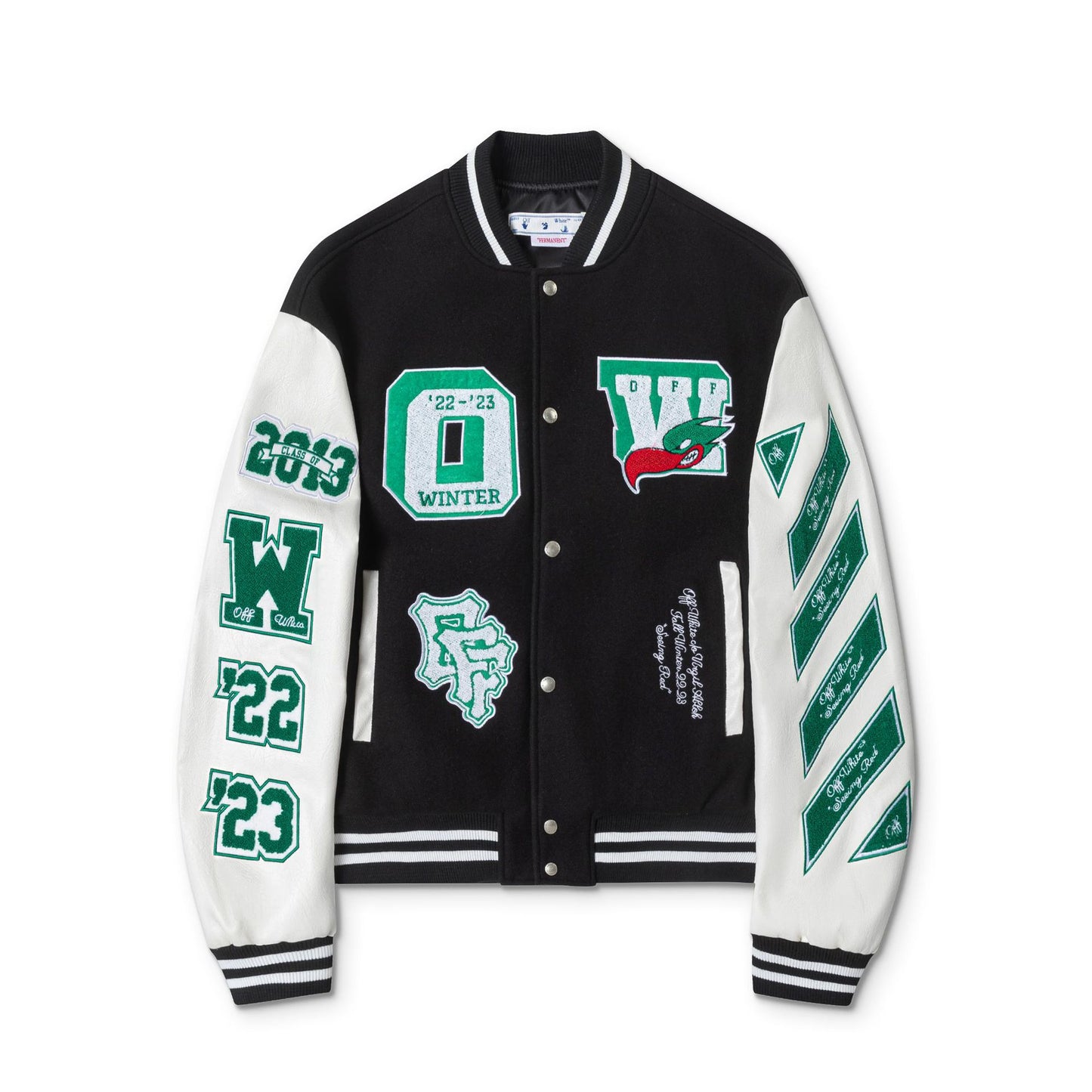 Off-White Patchwork Baseball Jacket Unisex Youth Street Fashion Jacket Coat