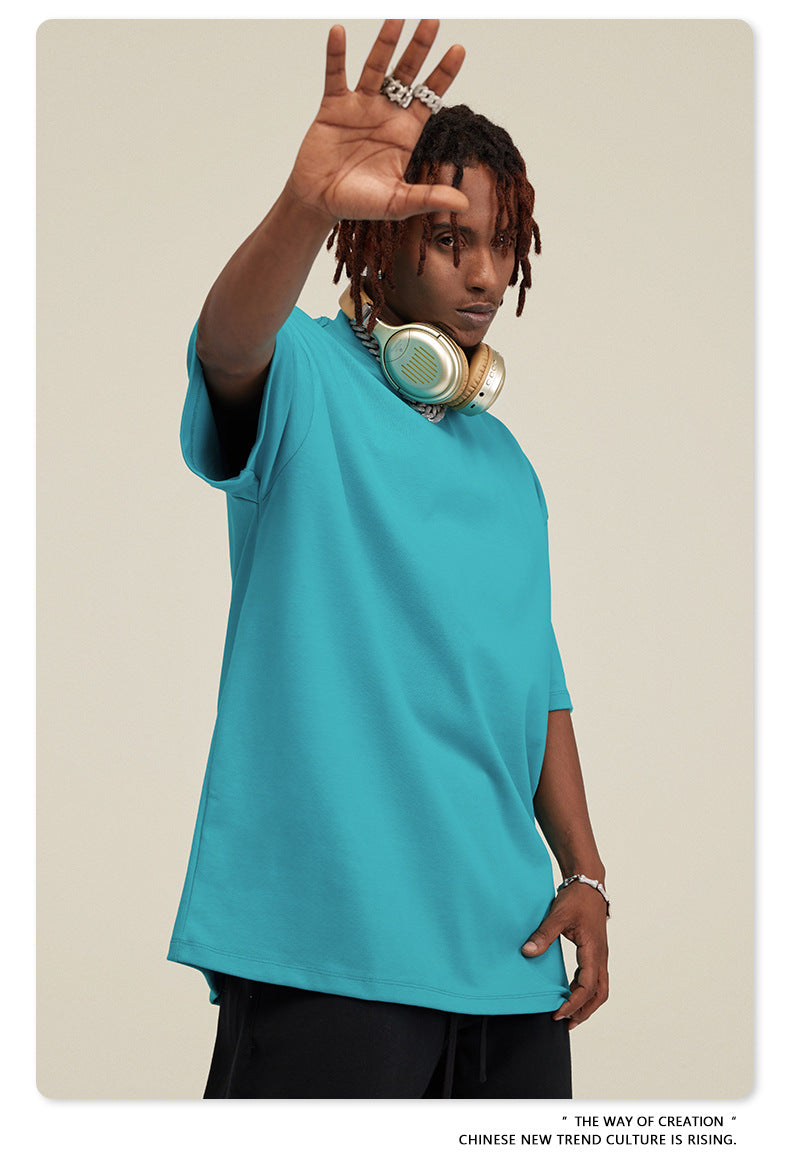 Be Men's 2024 Bashi Cotton T-shirt Heavy Loose Teen Short-Sleeved Men's T Summer Fashion Brand Short Sleeve T-shirt Men's