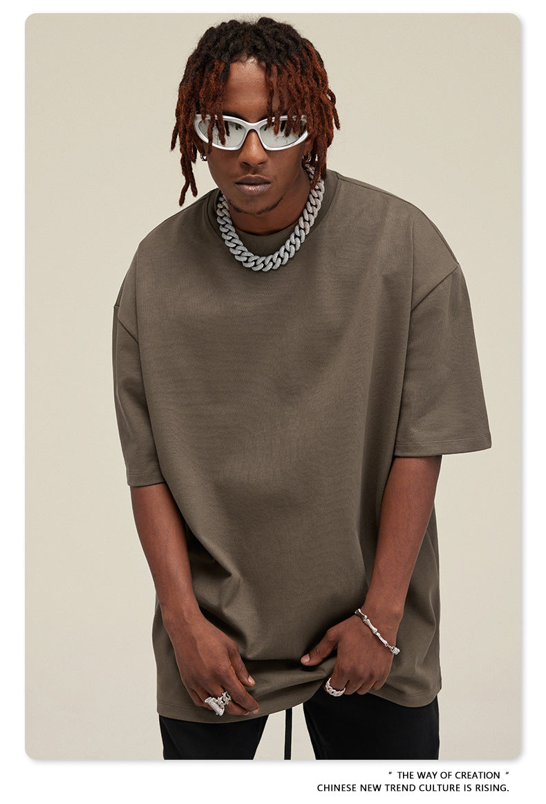 Be Men's 2024 Bashi Cotton T-shirt Heavy Loose Teen Short-Sleeved Men's T Summer Fashion Brand Short Sleeve T-shirt Men's