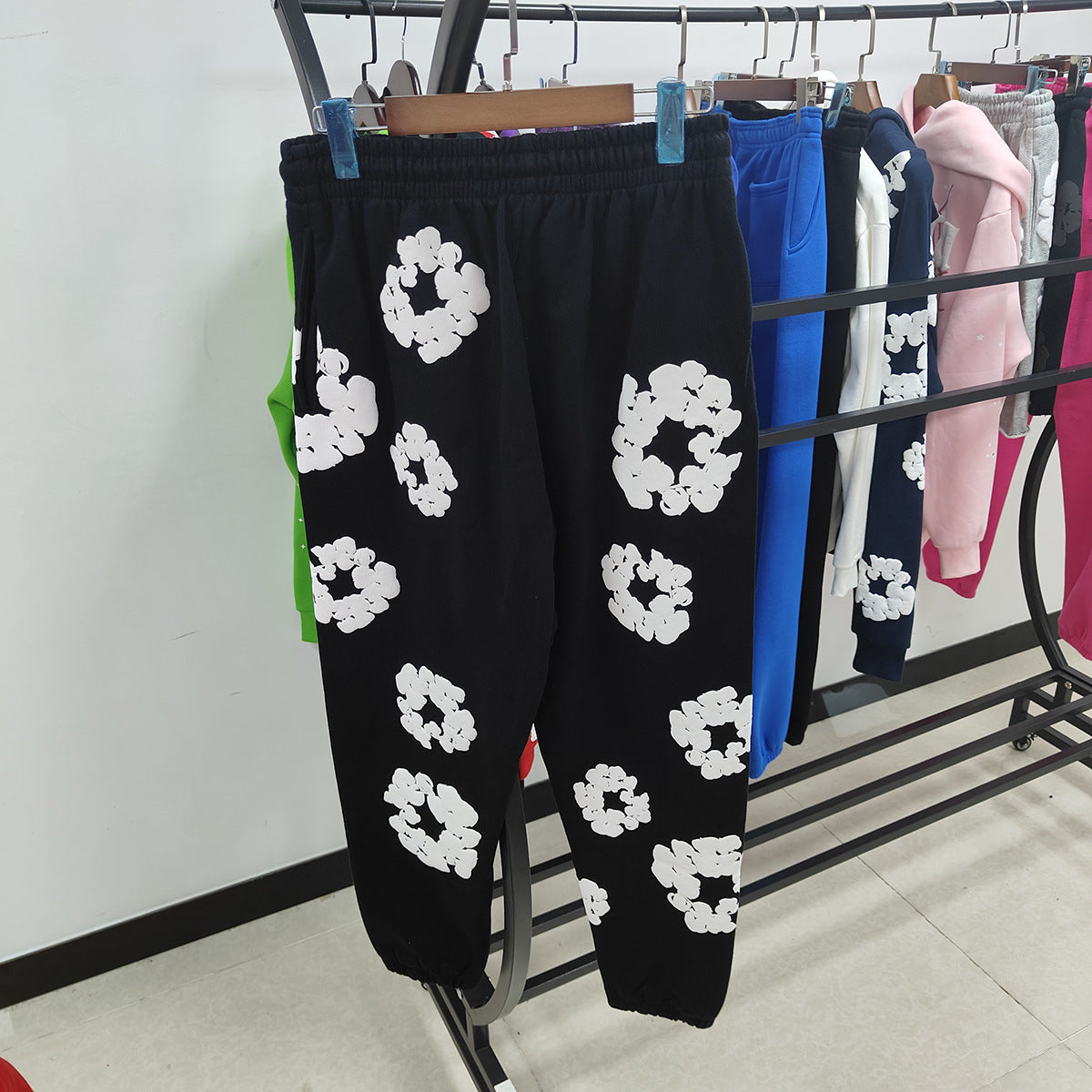 DENIM Puffy Printed 430gsm 100% Cotton Long Pants Sweater for women and men