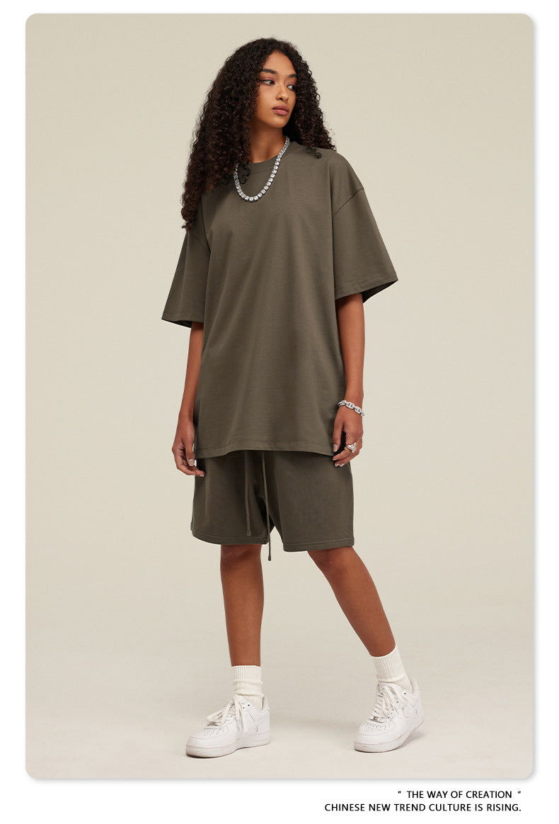 Be Men's 2024 Spring and Summer 305G Heavy T-shirt Men's American Cotton Fashion Brand Solid Color Short Sleeve Teen T-shirt