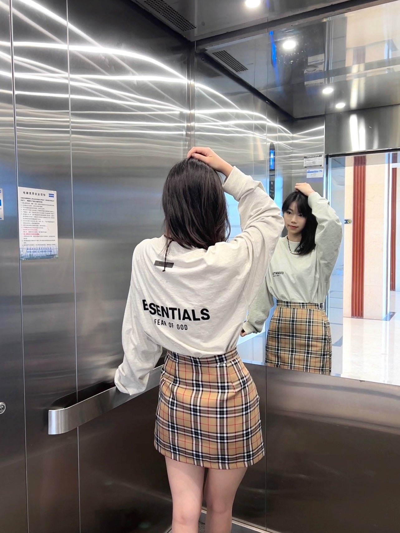 Top Essentials Flocking Letter Crew Neck 100% Cotton Long Sleeve T-shirt Fog Men and Women