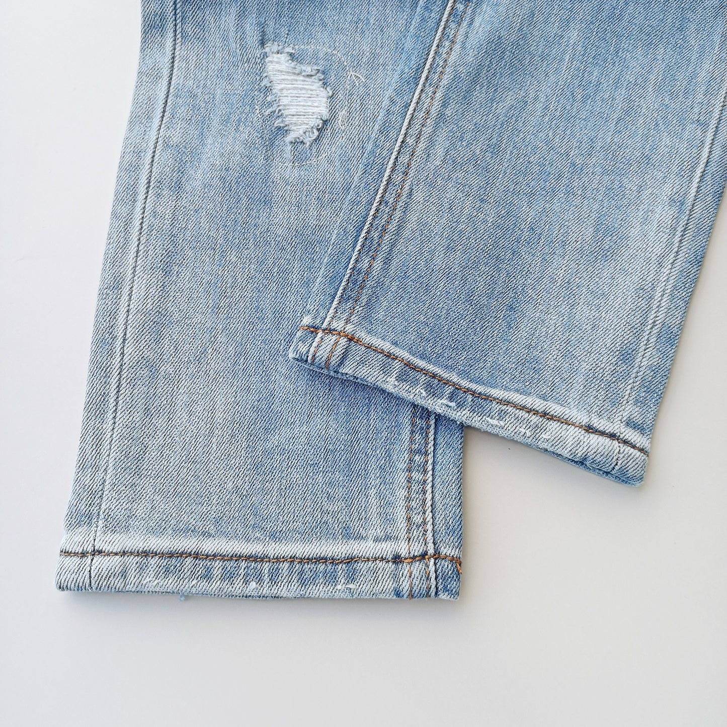 KSB Jeans Straight Ripped Stretch American High Street Casual Men's Jeans