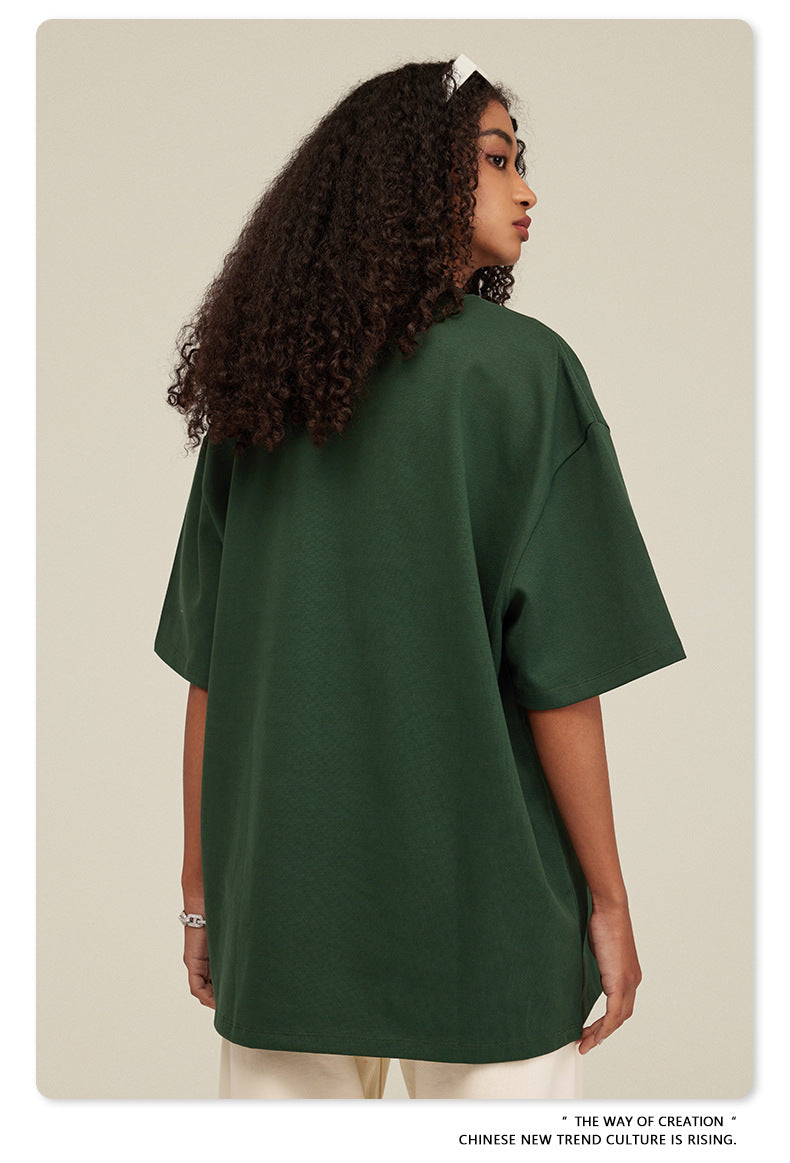 Be Men's 2024 Bashi Cotton T-shirt Heavy Loose Teen Short-Sleeved Men's T Summer Fashion Brand Short Sleeve T-shirt Men's