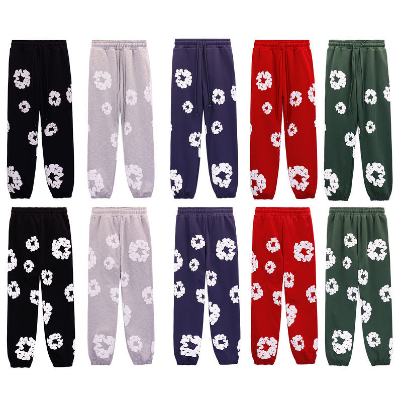 380gsm Denim tears Puff Print Sweatshirt and Sweatpants Casual Hoodie Men's and Women's Sports Suit