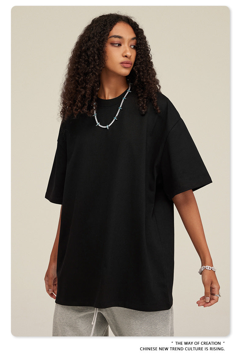 Be Men's 2024 Bashi Cotton T-shirt Heavy Loose Teen Short-Sleeved Men's T Summer Fashion Brand Short Sleeve T-shirt Men's