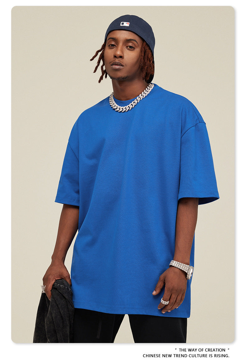 Be Men's 2024 Bashi Cotton T-shirt Heavy Loose Teen Short-Sleeved Men's T Summer Fashion Brand Short Sleeve T-shirt Men's