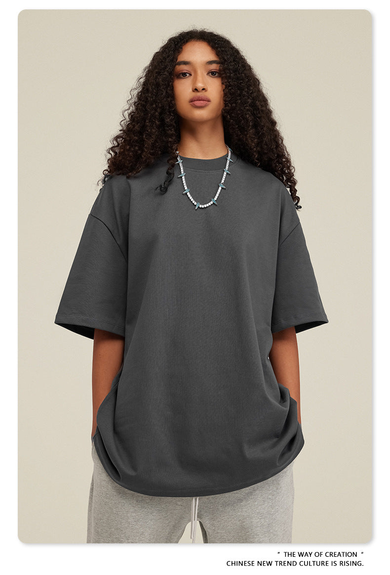 Be Men's 2024 Bashi Cotton T-shirt Heavy Loose Teen Short-Sleeved Men's T Summer Fashion Brand Short Sleeve T-shirt Men's