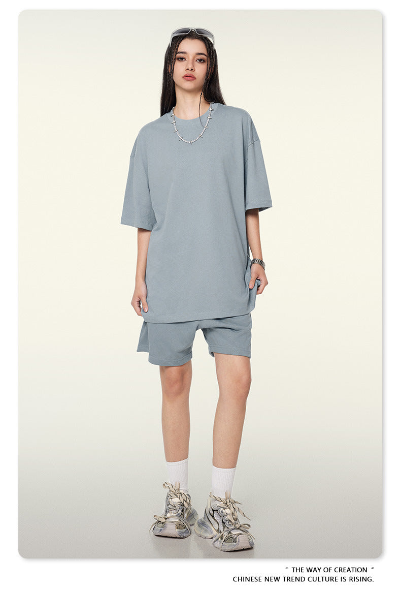 Be Men's 2024 Spring and Summer 305G Heavy T-shirt Men's American Cotton Fashion Brand Solid Color Short Sleeve Teen T-shirt