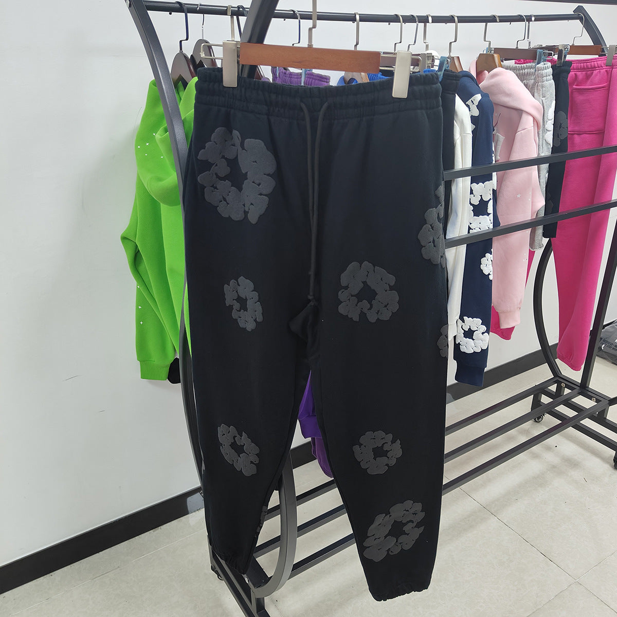 DENIM Puffy Printed 450gsm 100% Cotton Long Pants Sweater for women and men