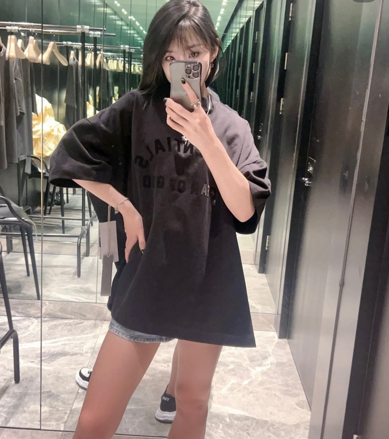 ESS **Half Arc 24ss Spring Silicone Letter 380gsm Heavy Crew Neck 100% Cotton Short Sleeve T-shirt