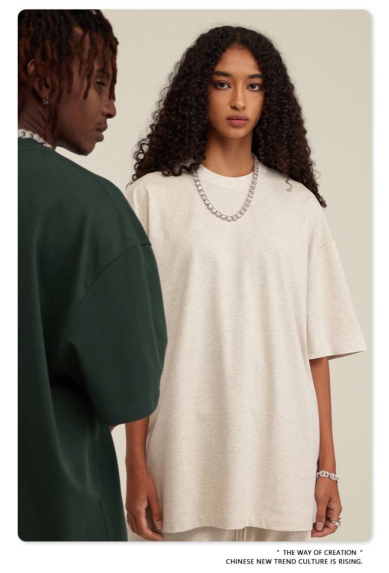 Be Men's 2024 Spring and Summer 305G Heavy T-shirt Men's American Cotton Fashion Brand Solid Color Short Sleeve Teen T-shirt