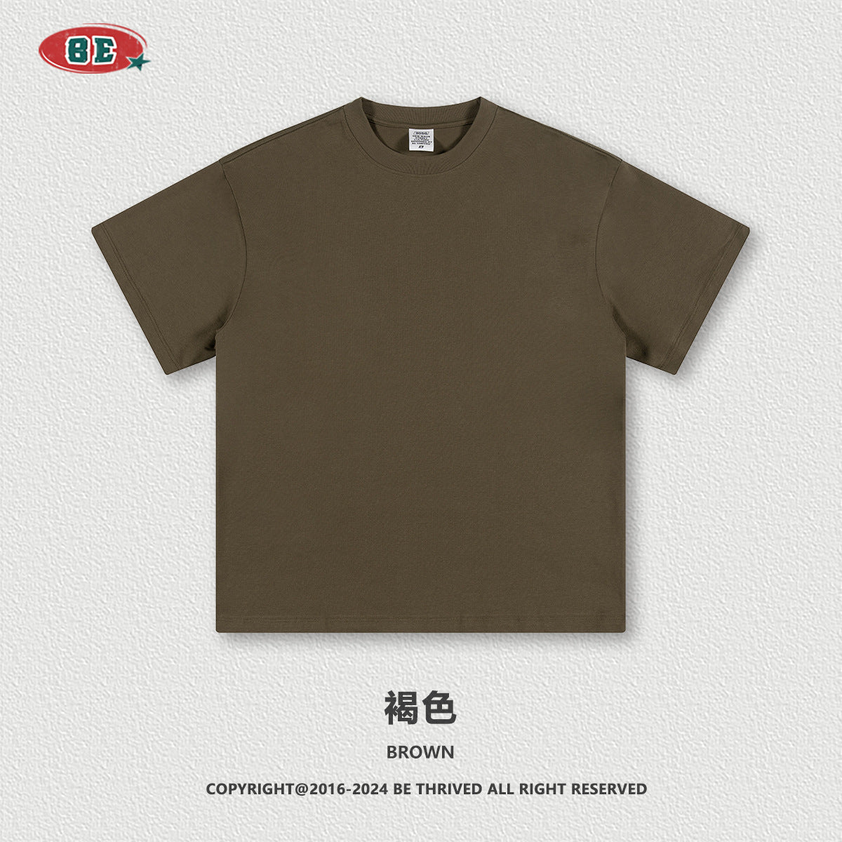 Be Men's 2024 Spring and Summer 305G Heavy T-shirt Men's American Cotton Fashion Brand Solid Color Short Sleeve Teen T-shirt