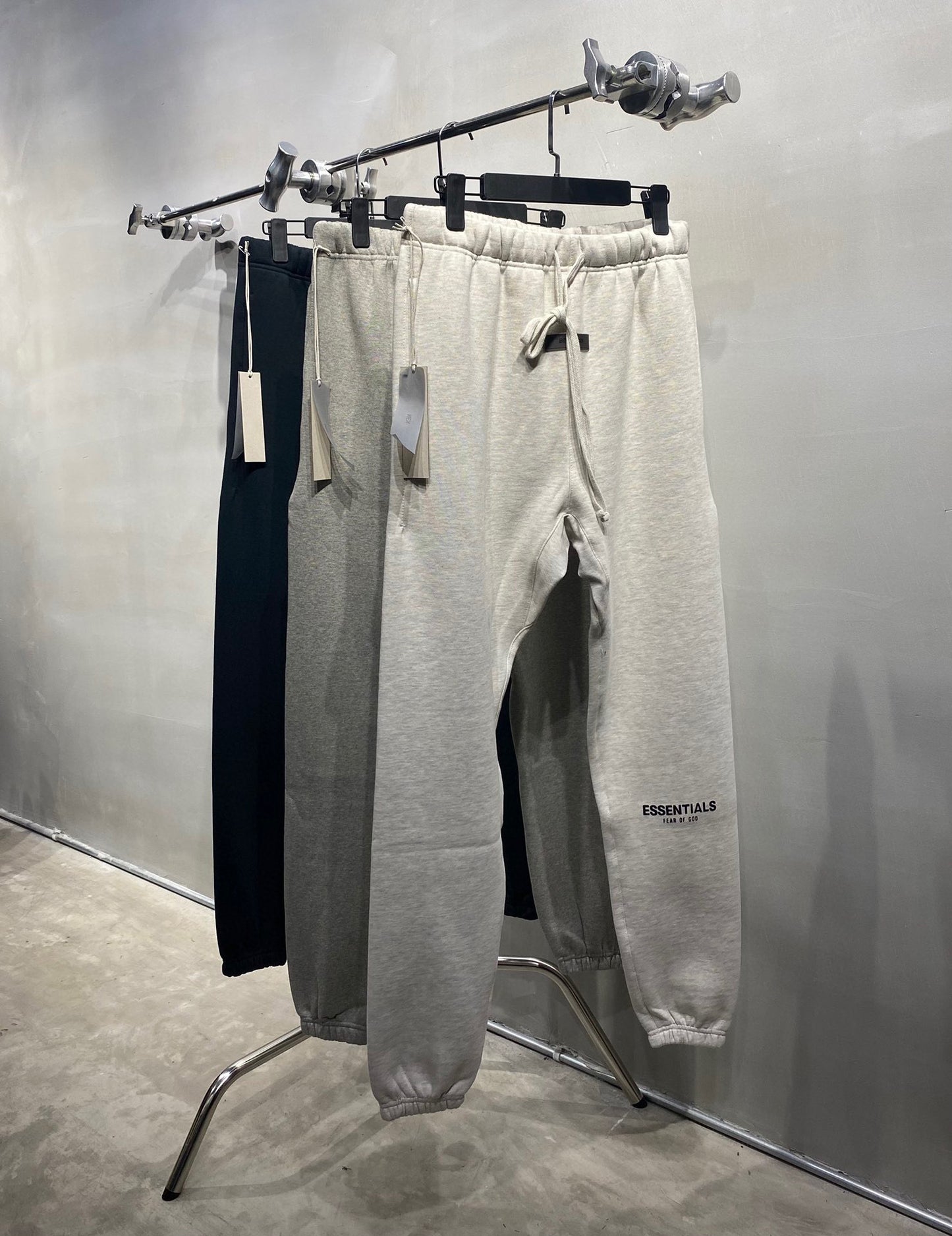 Top ESS **Fog Ankle-Tied Flocking Letter High Street Fleece-lined Loose Casual Sweatpants Trousers