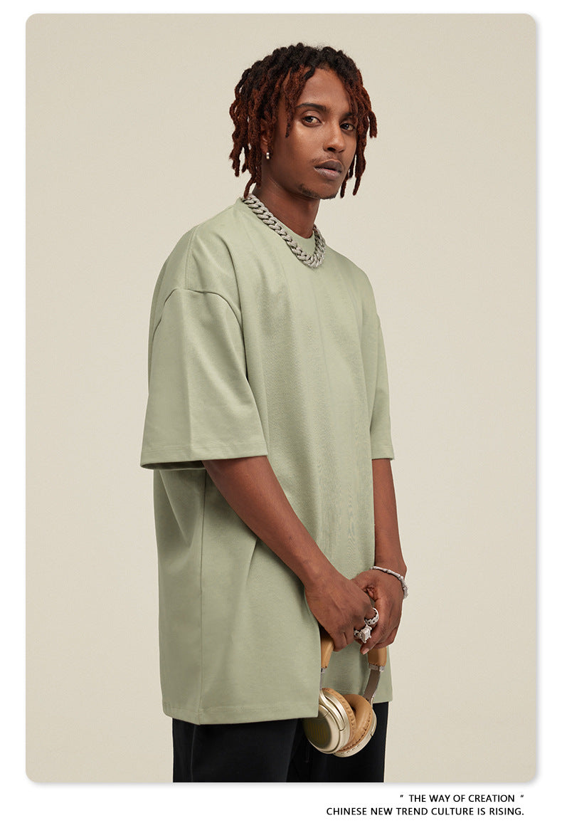 Be Men's 2024 Bashi Cotton T-shirt Heavy Loose Teen Short-Sleeved Men's T Summer Fashion Brand Short Sleeve T-shirt Men's