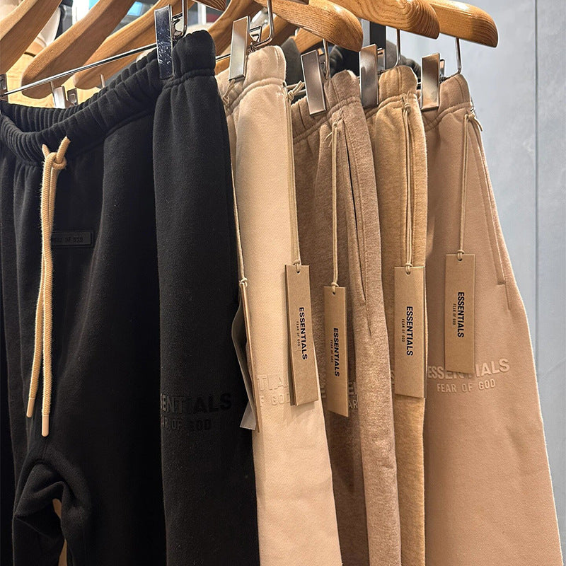 Ess*** Multi-Line Fog Silicone Letters Thickened Sports Casual Sweatpants Trousers