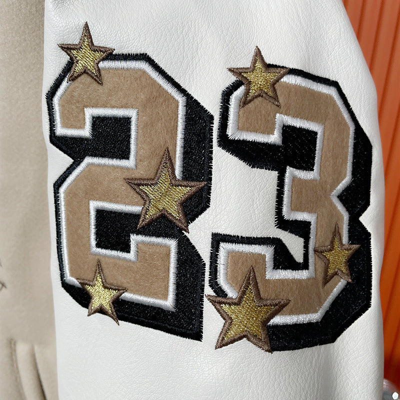 Off-White Patchwork Baseball Jacket Unisex Youth Street Fashion Jacket Coat