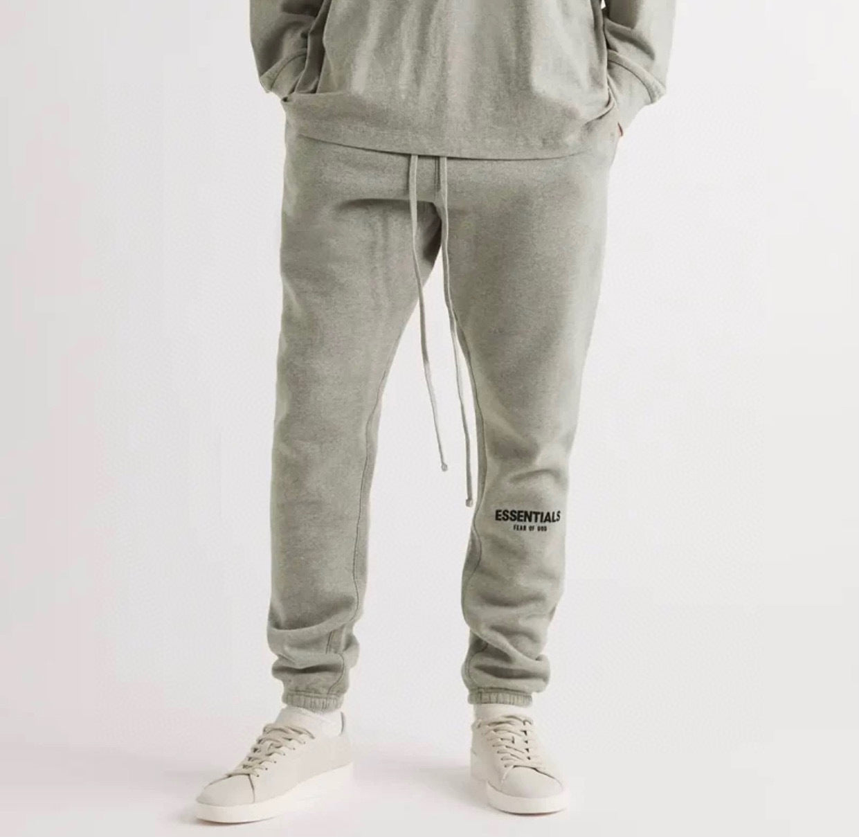 Top ESS **Fog Ankle-Tied Flocking Letter High Street Fleece-lined Loose Casual Sweatpants Trousers