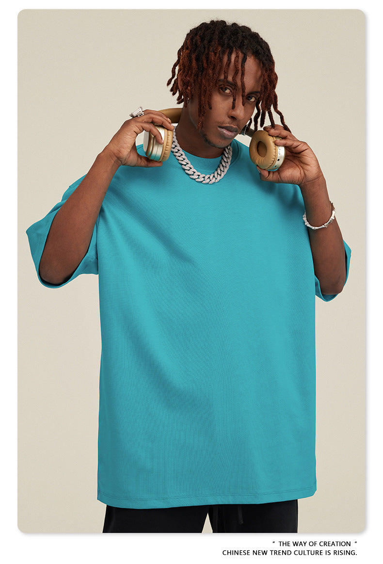 Be Men's 2024 Bashi Cotton T-shirt Heavy Loose Teen Short-Sleeved Men's T Summer Fashion Brand Short Sleeve T-shirt Men's