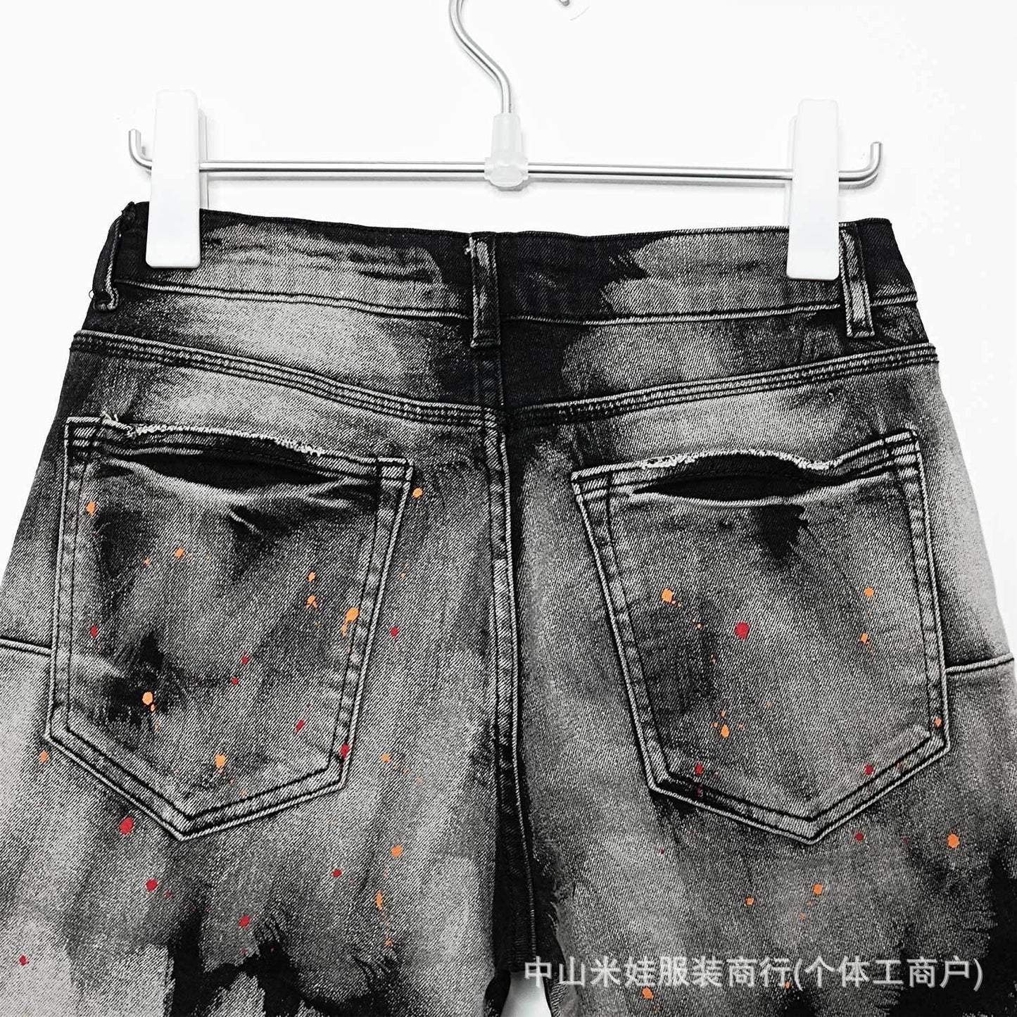 Purple Jeans Splashed Ink Black Jeans