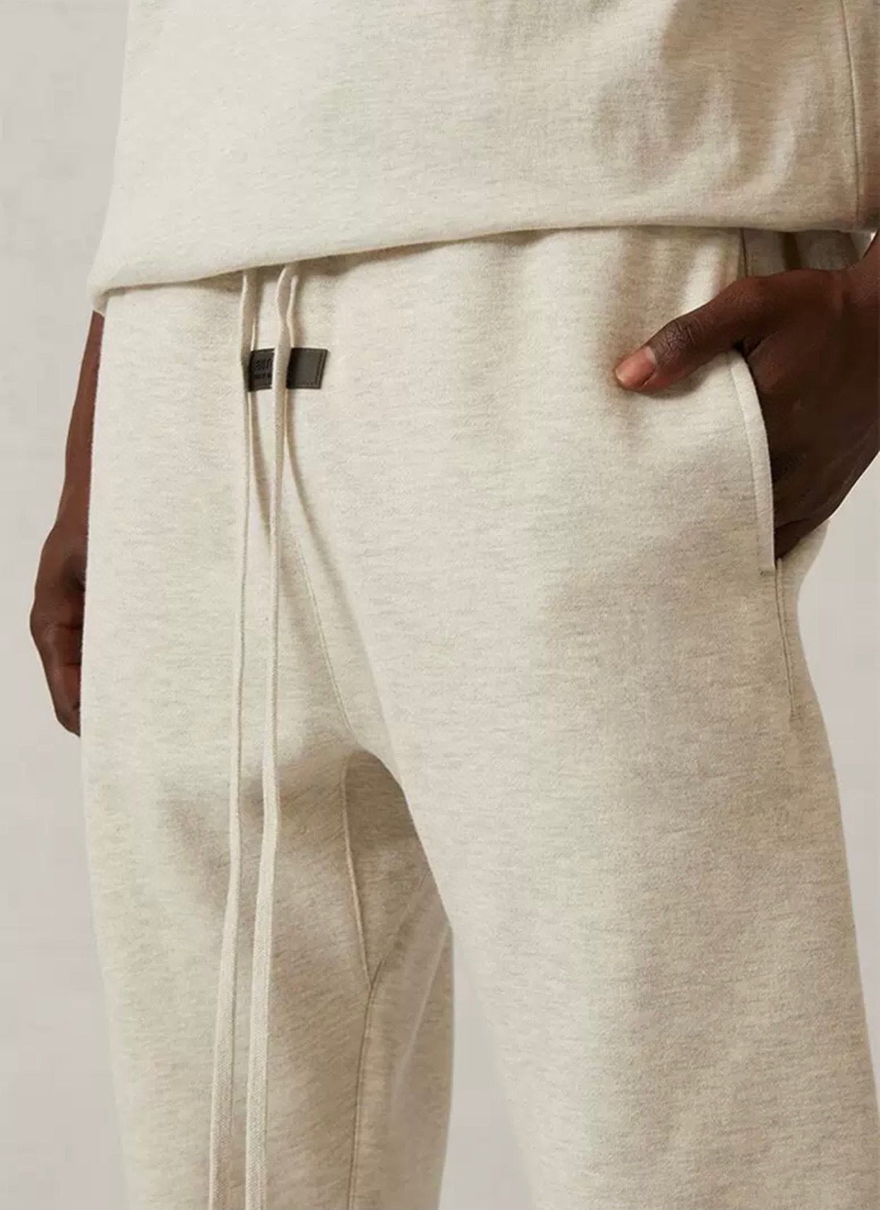 Top ESS **Fog Ankle-Tied Flocking Letter High Street Fleece-lined Loose Casual Sweatpants Trousers