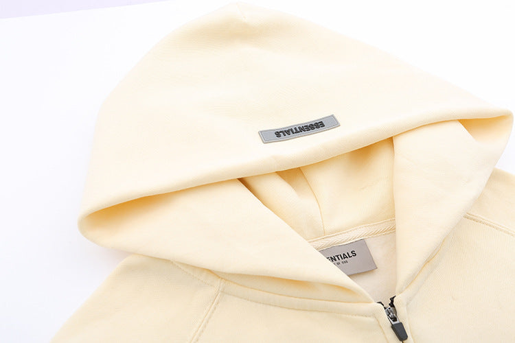 ESS Silicone Letter Zipper with Fleece Lining100% Cotton Hooded Sweater