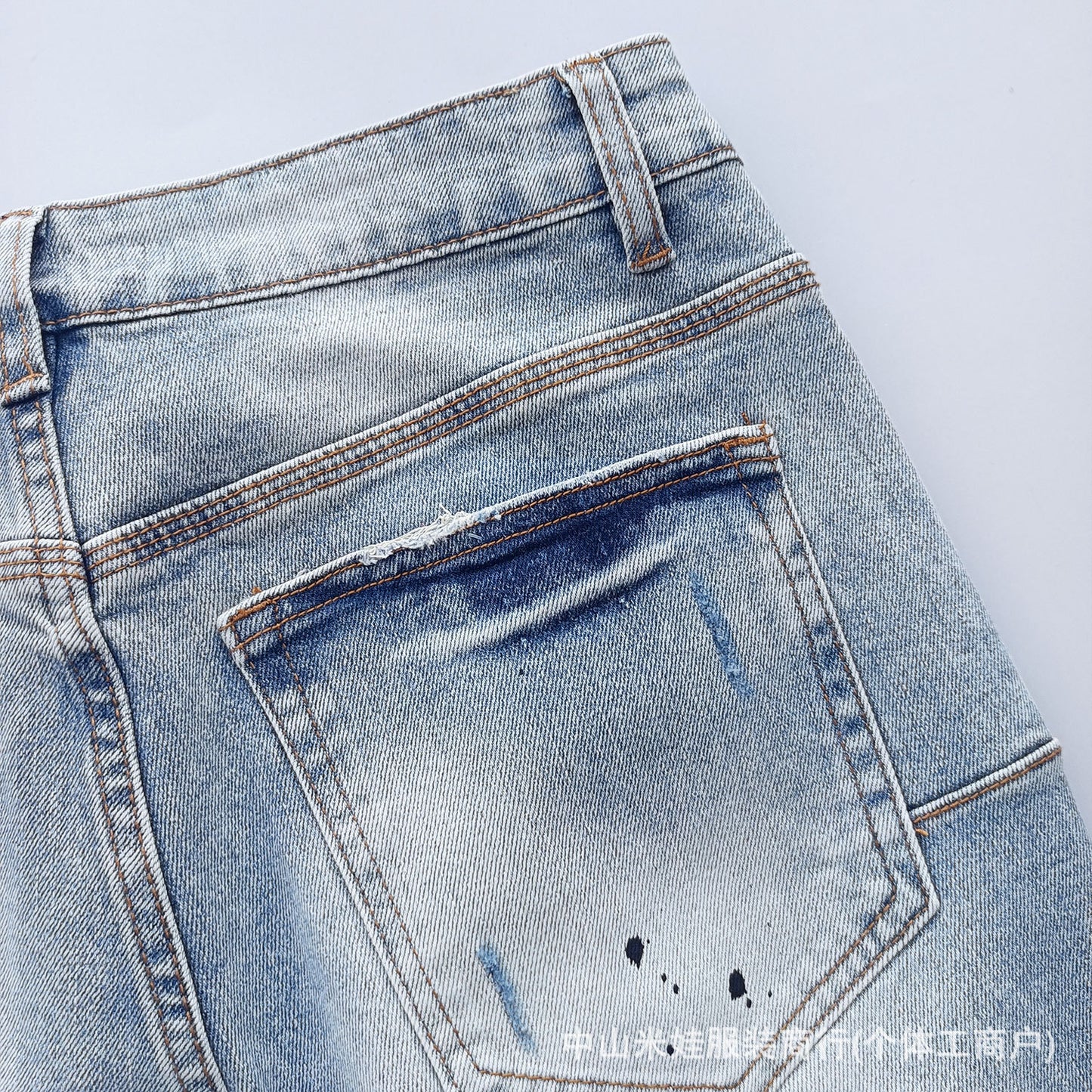 Pp6610 Purple Jeans American Style Hip Hop Ripped Splash-Ink Jeans