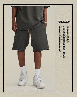 Be Men's 2024 Heavy Fog Teen Fashion Brand Men's Loose Cropped Pants Men's Sports Casual Shorts Summer