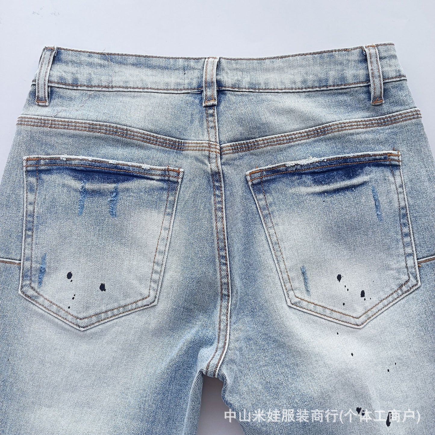 PP6606 PURPLE Jeans American Hip-Hop Ripped PB Ink Splash Jeans