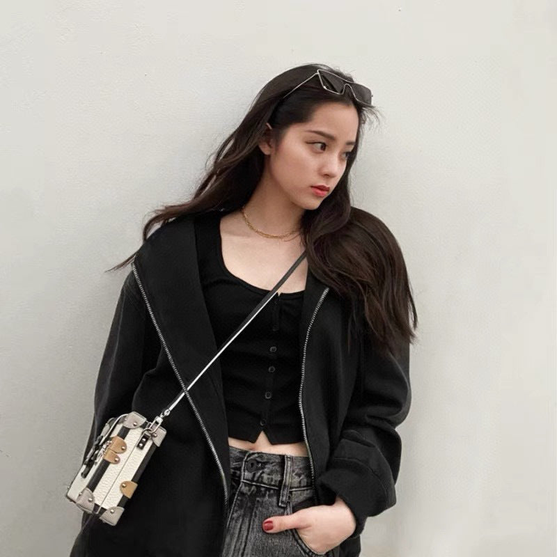 ESS Silicone Letter Zipper with Fleece Lining100% Cotton Hooded Sweater