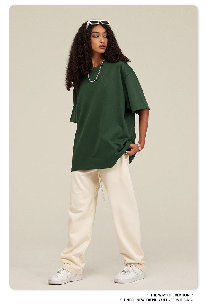 Be Men's 2024 Bashi Cotton T-shirt Heavy Loose Teen Short-Sleeved Men's T Summer Fashion Brand Short Sleeve T-shirt Men's