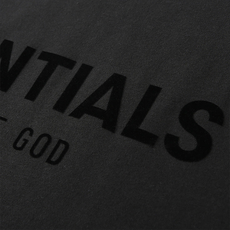 Top ESS Front and Rear Three-Dimensional Flocking Letters 100% Cotton round Neck Loose Couple Short Sleeve T-shirt