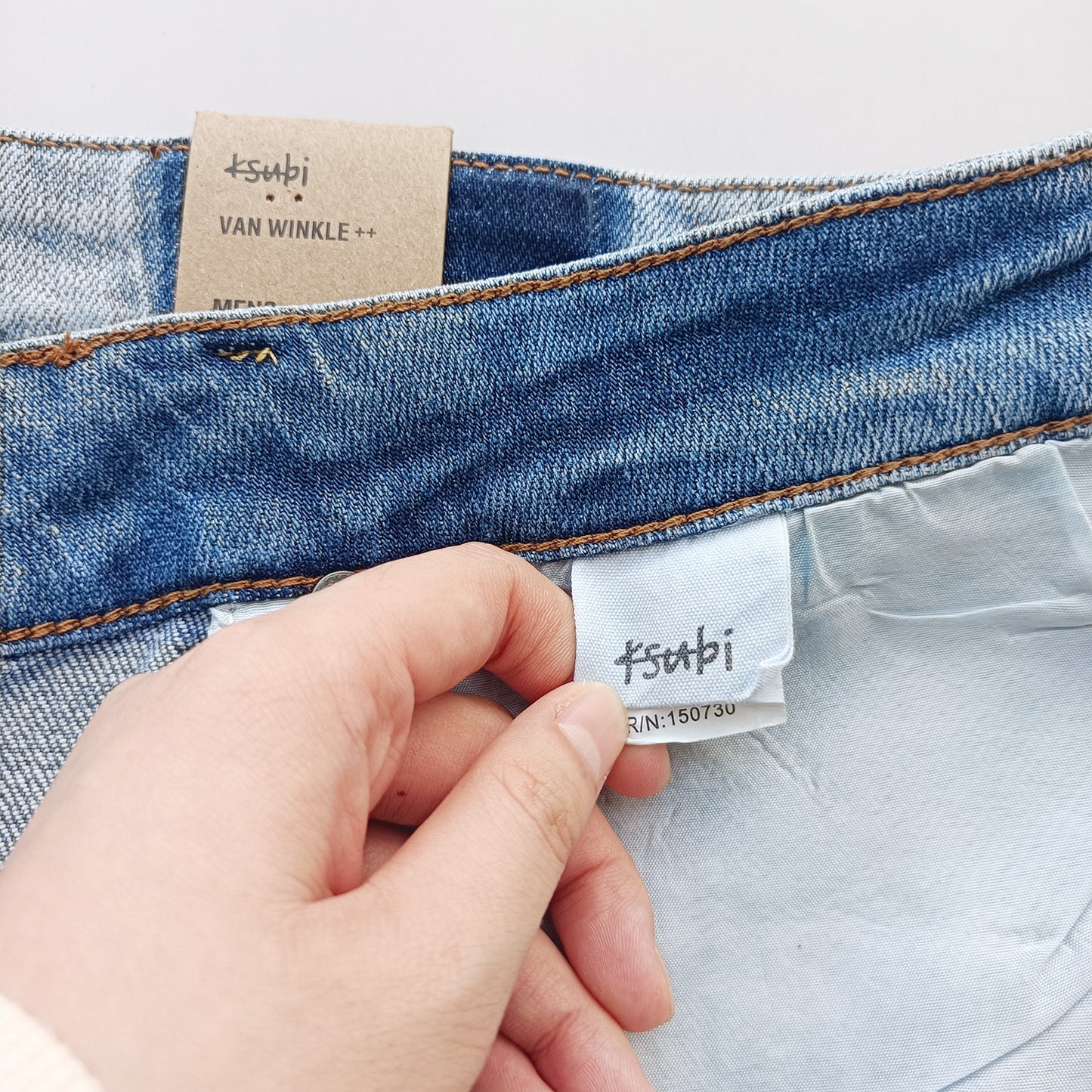 KSB Jeans Straight Ripped Stretch American High Street Casual Men's Jeans