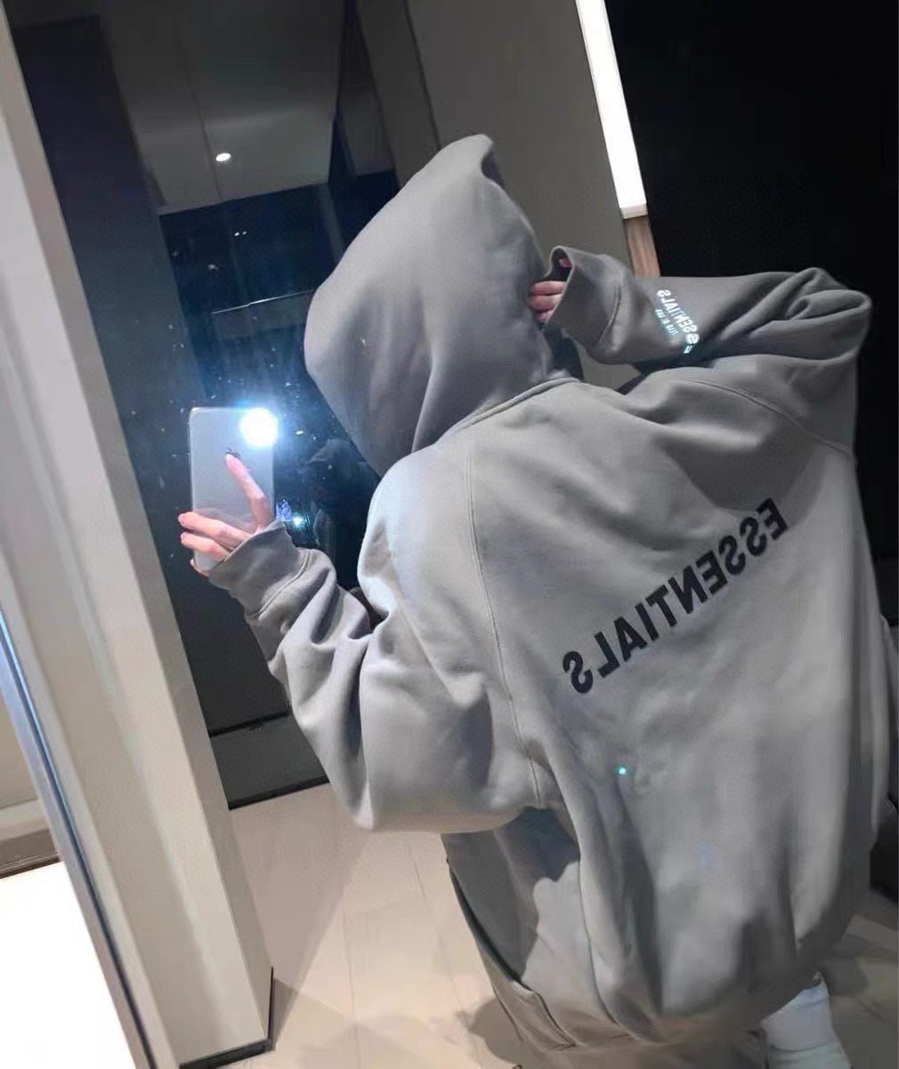 ESS Silicone Letter Zipper with Fleece Lining100% Cotton Hooded Sweater